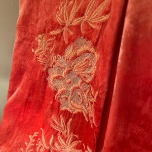 NWOT Anthropologie Pink Crushed Velvet Embroidered Lounge Jogger Pants